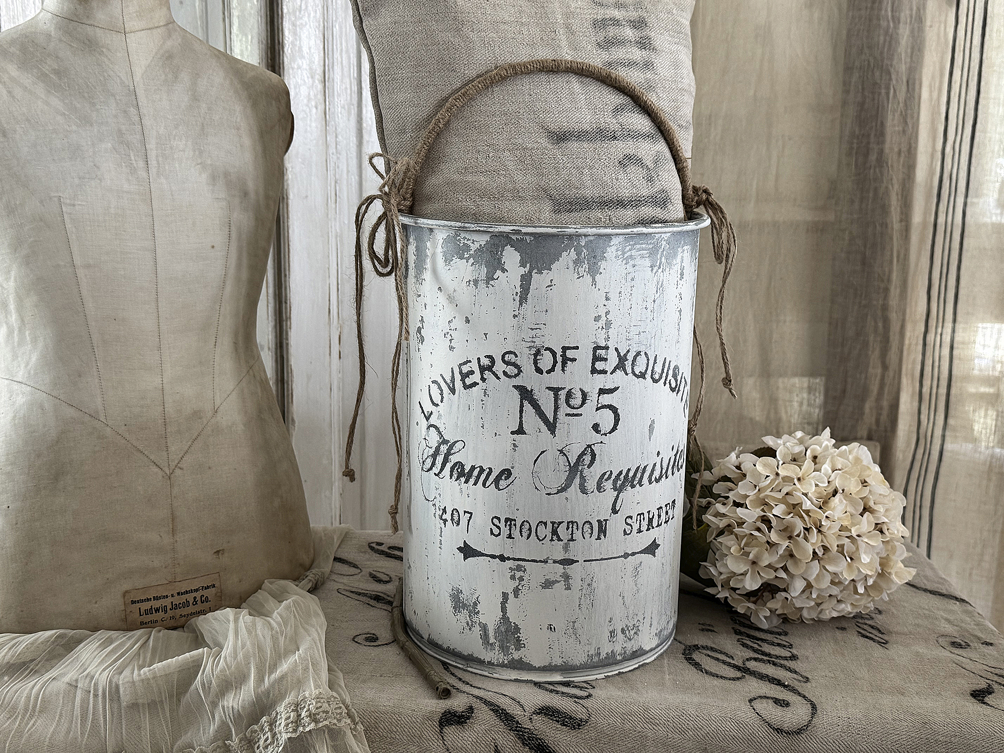  Alter Zinkeimer mit Henkel Requisites