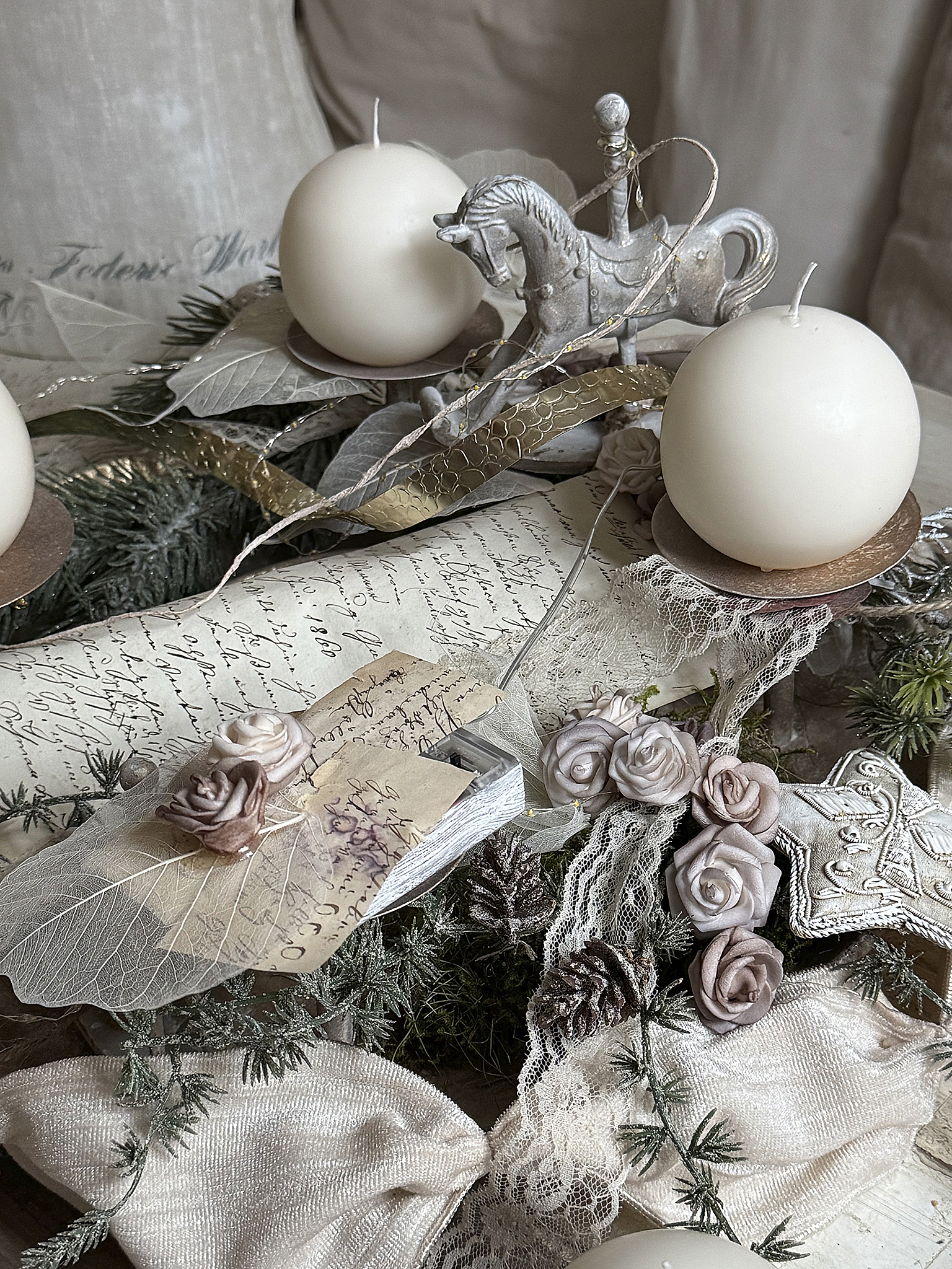 Adventkranz Schale „Romantik“ mit Schriftstück***