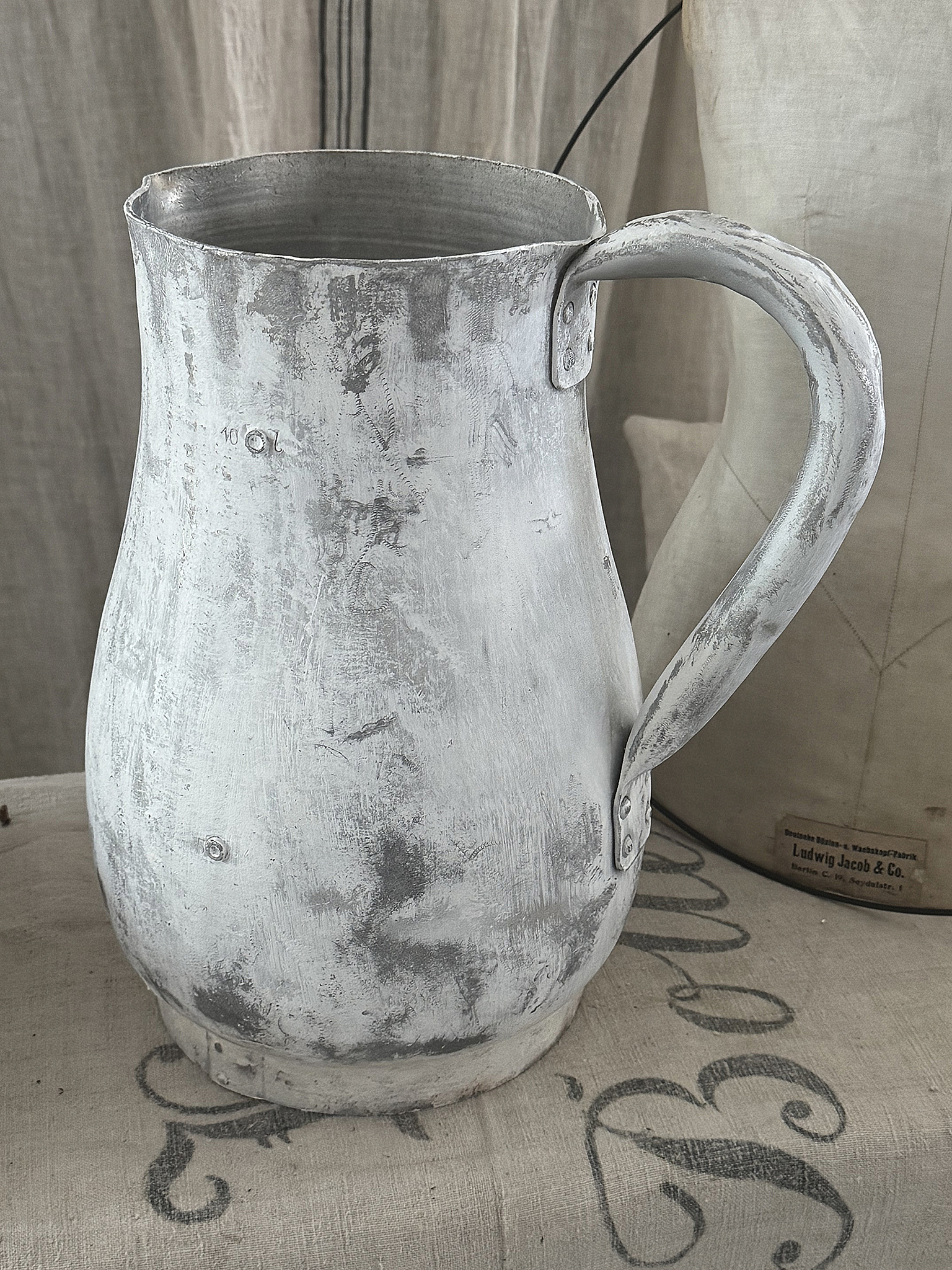 Große Zinkblechkanne im Shabby Chic – französischer Charme für Haus und Garten***