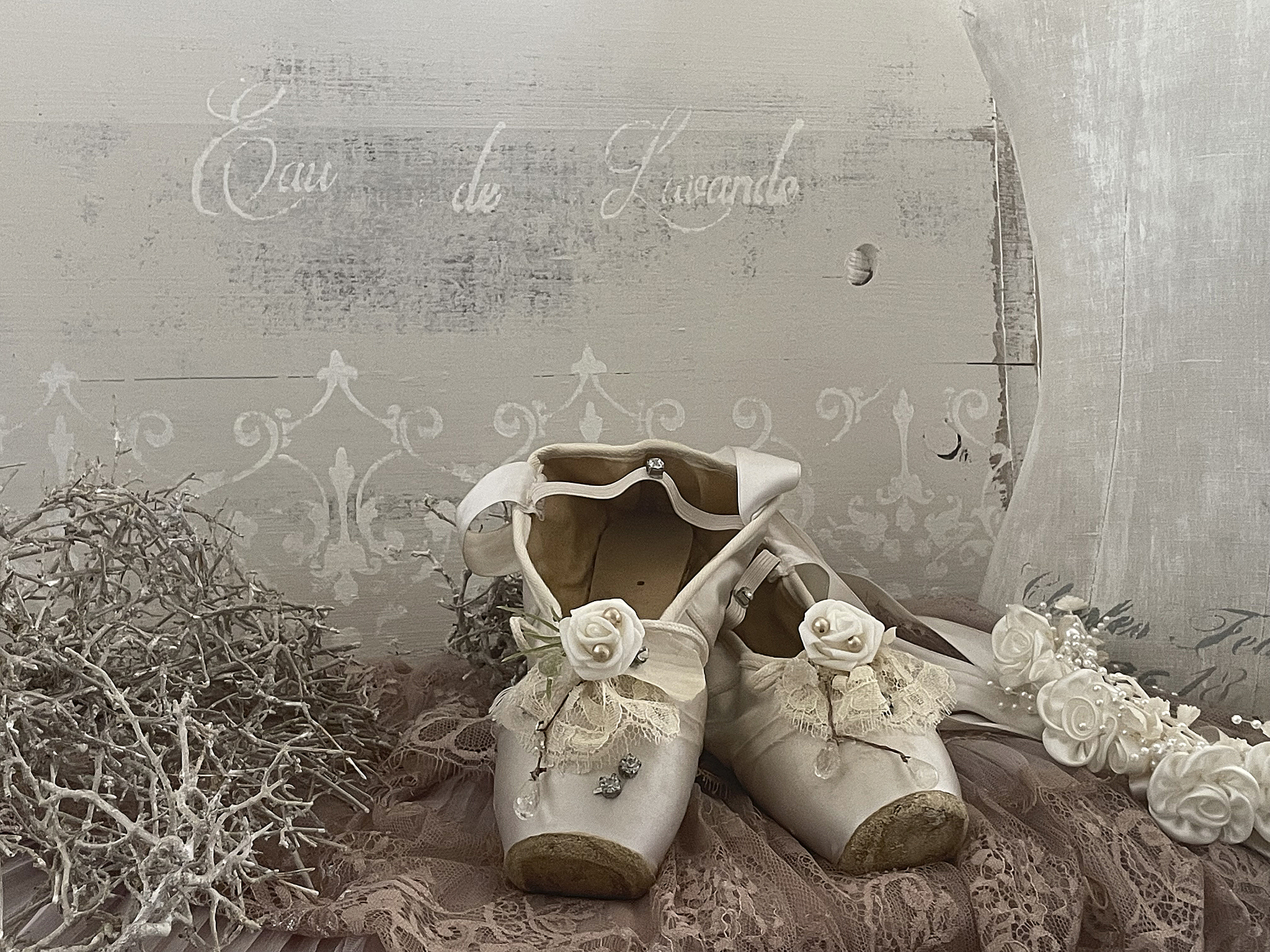 Süße alte Ballettschuhe weiß Röschen*** Süße alte Ballettschuhe weiß Röschen***