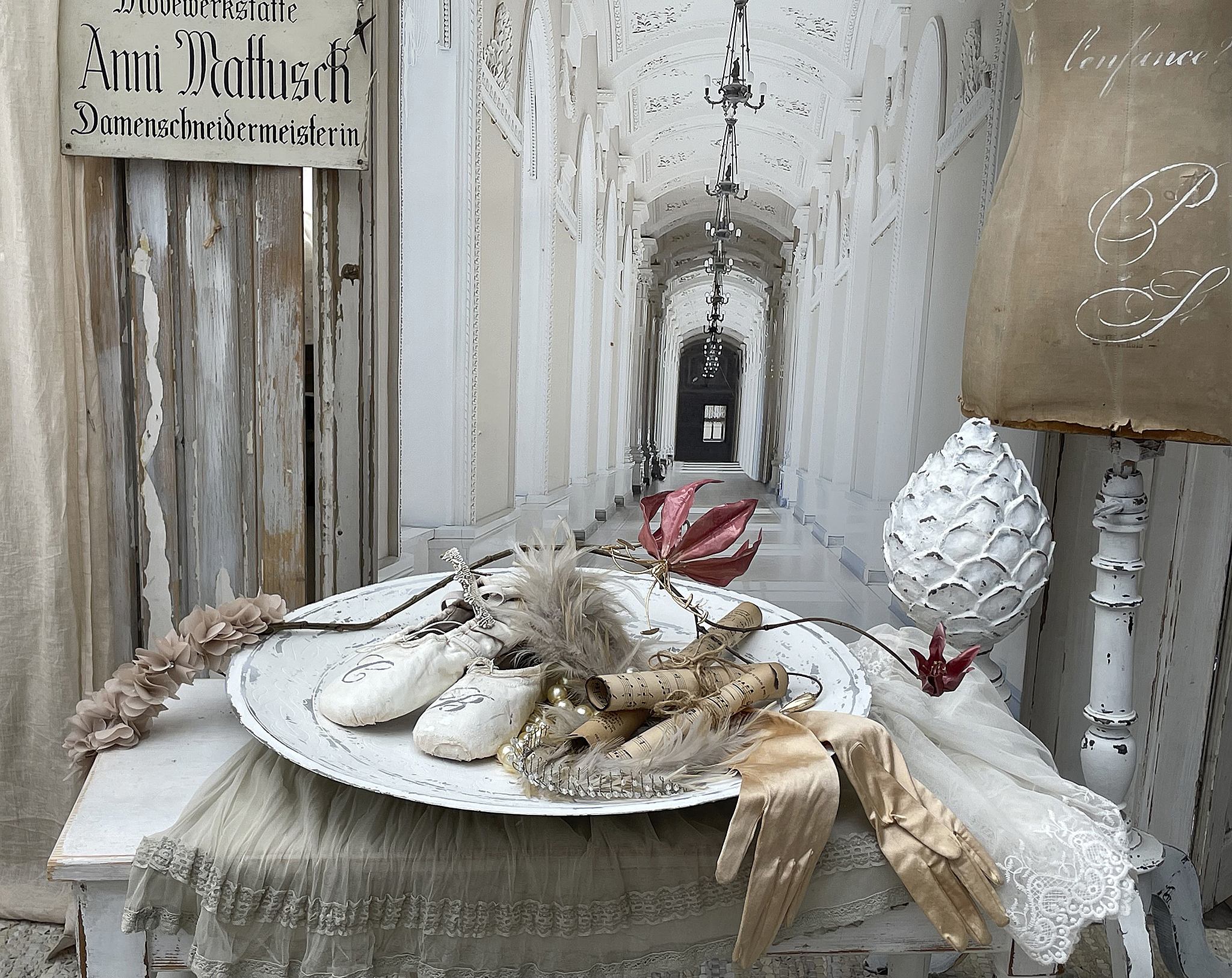 Große Schale/Teller aus Metall – Shabby Chic, Vintage