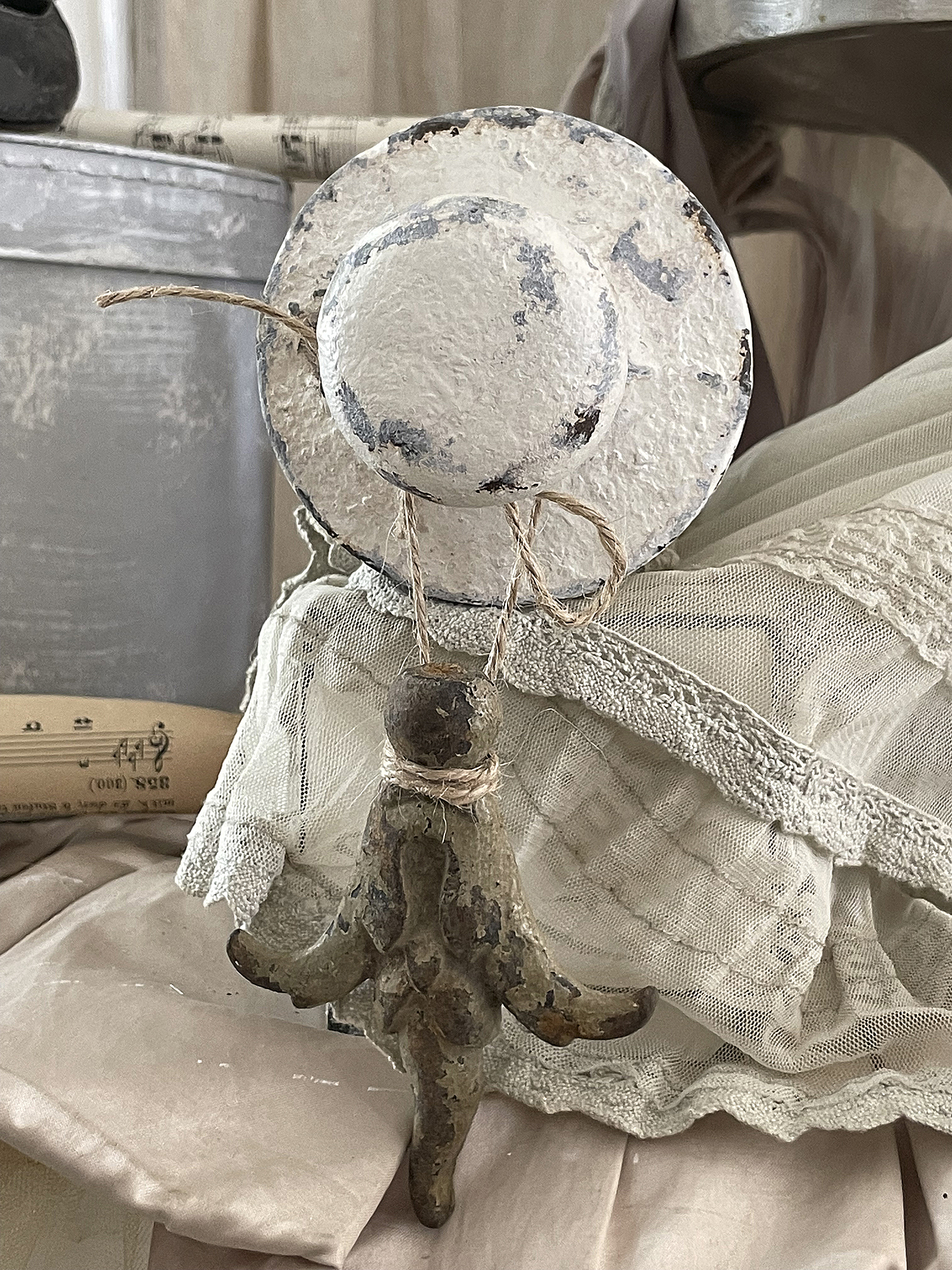  Altes 5kg Gewicht "Shabby-Chic mit Zaunspitze