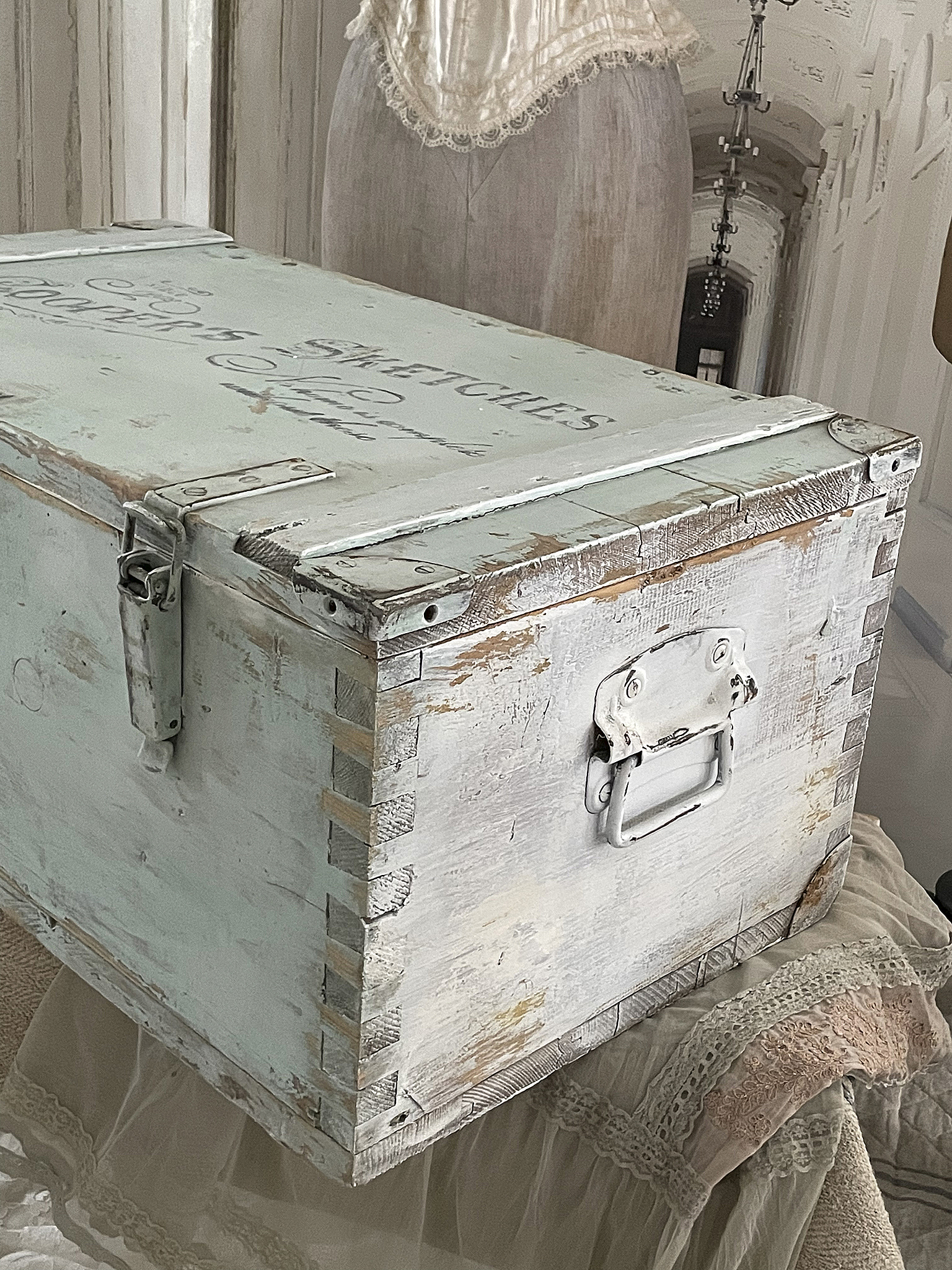 Alte große Kiste Shabby-Türkis***