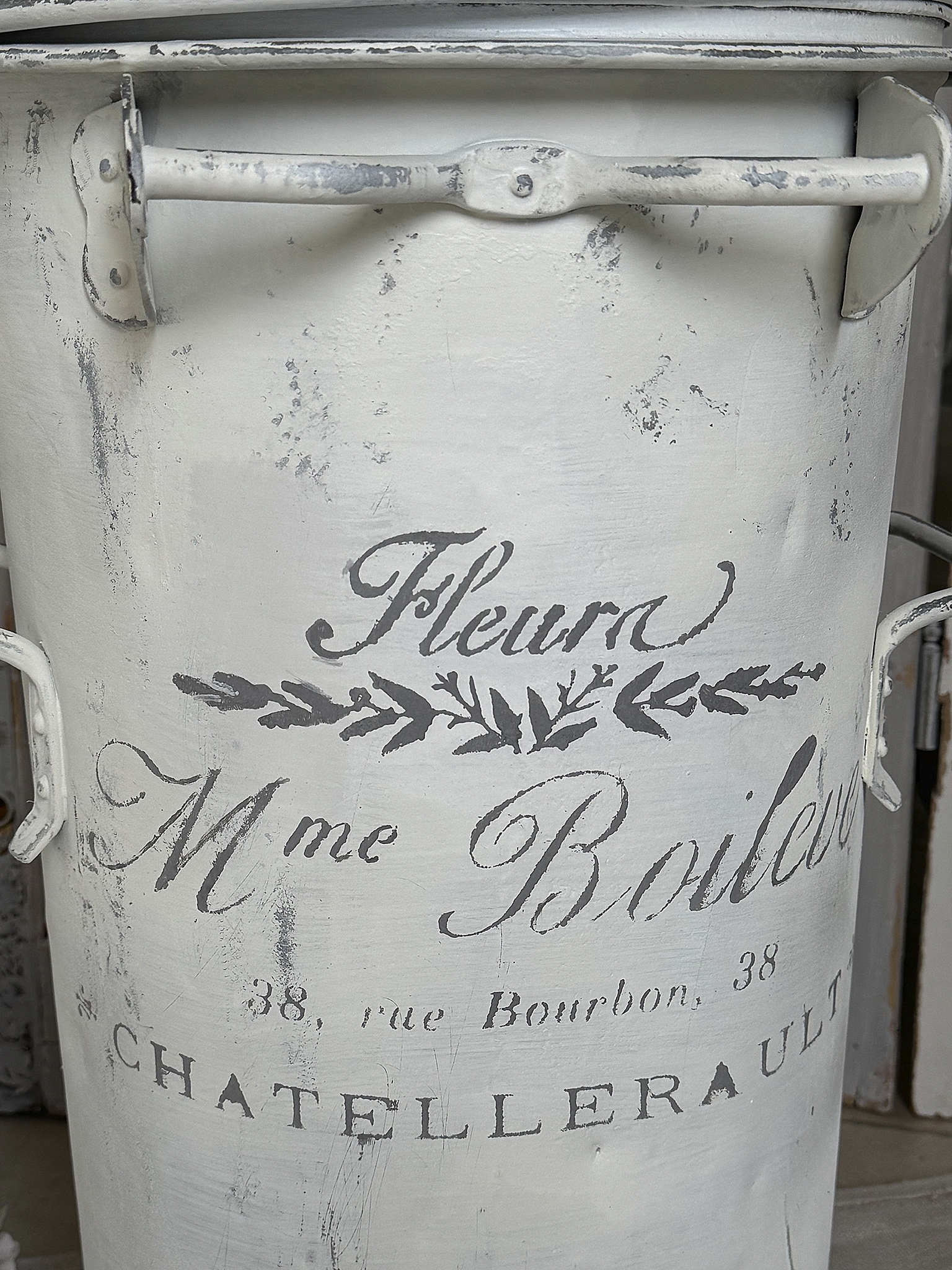 Alte große Zinkmülltonne Fleura***