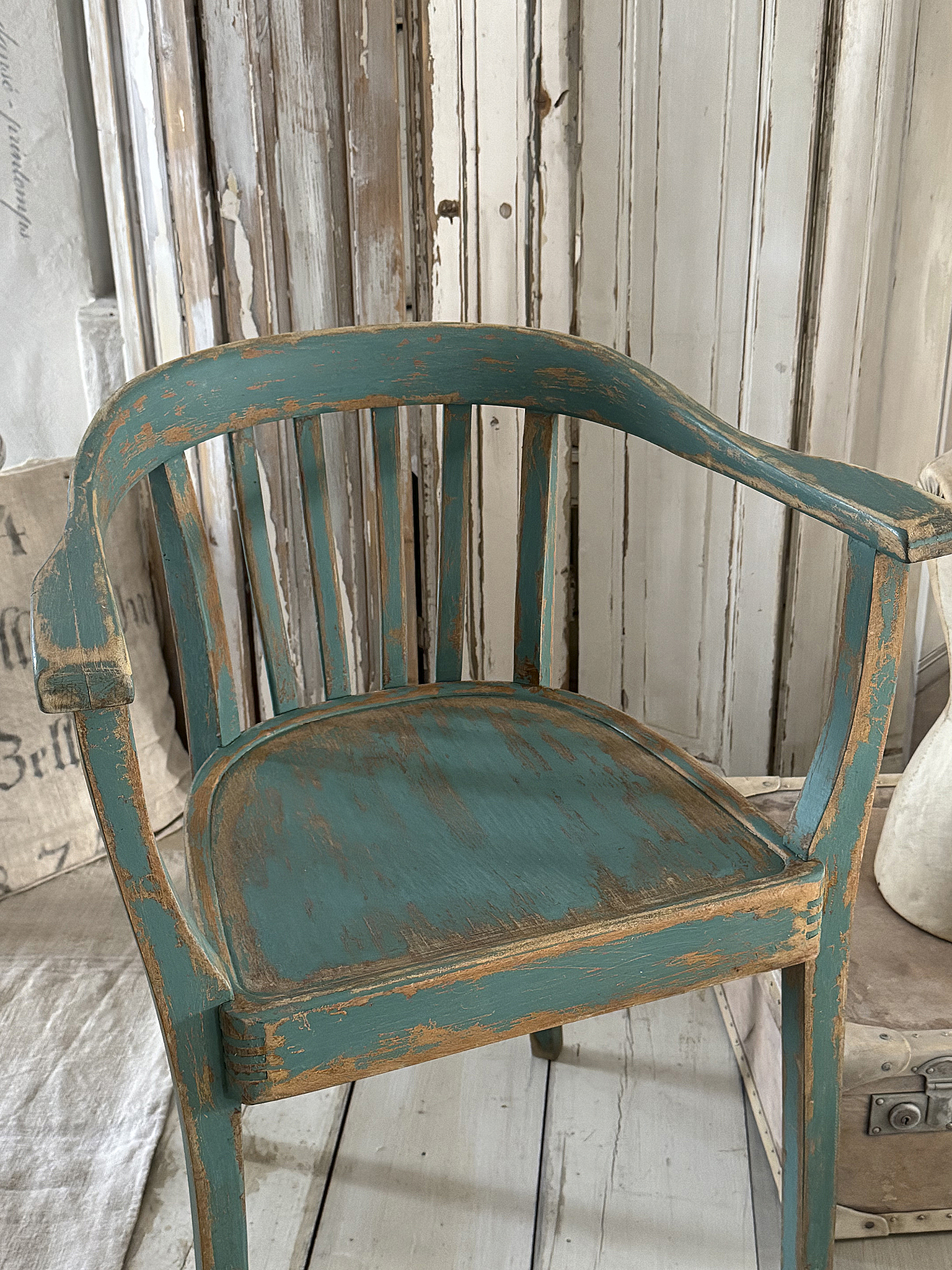   Alter Armlehnenstuhl Bauhaus Vintage/Türkis***