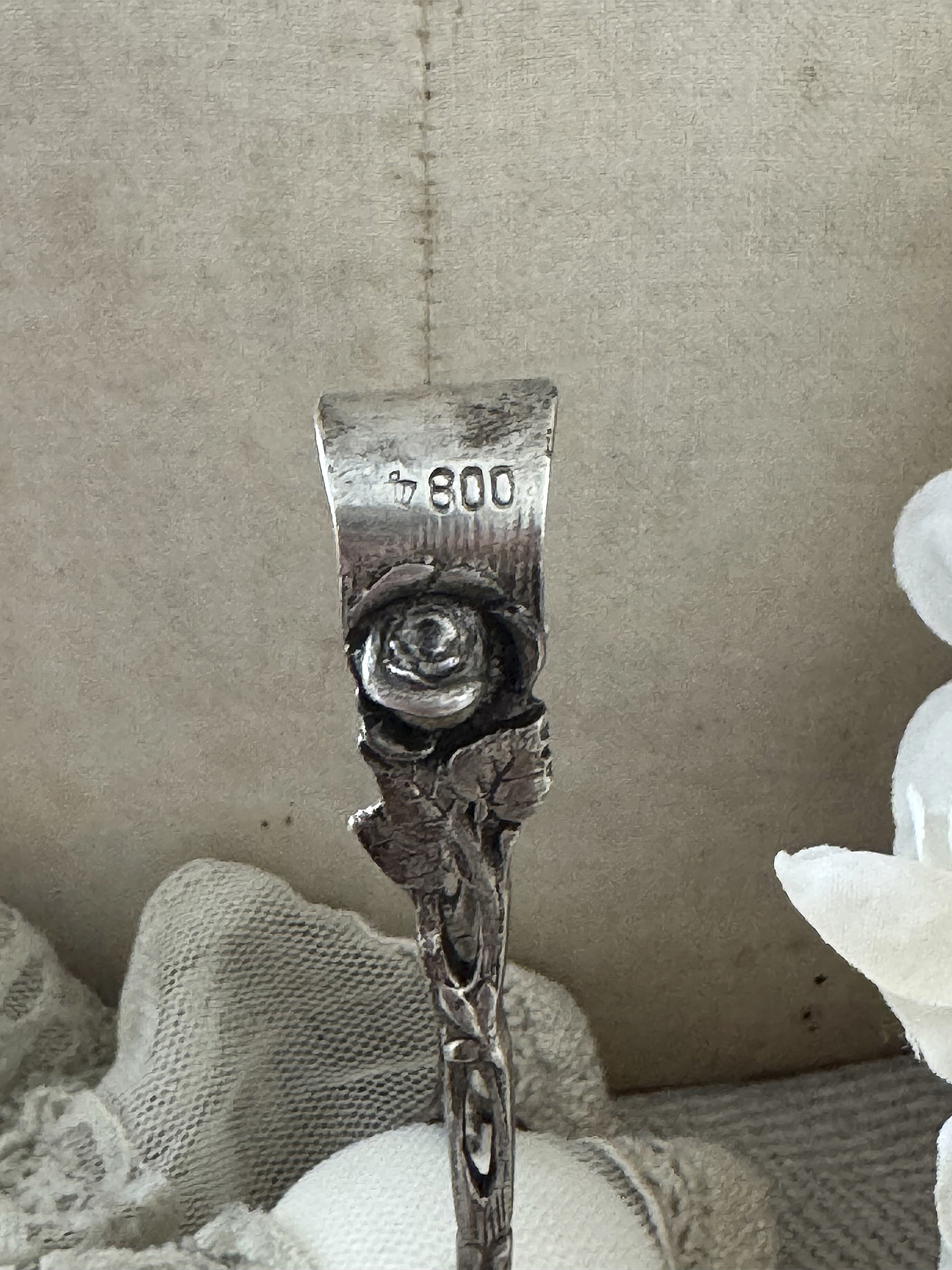  Zuckerzange 800er Silber mit Hildesheimer Rose***