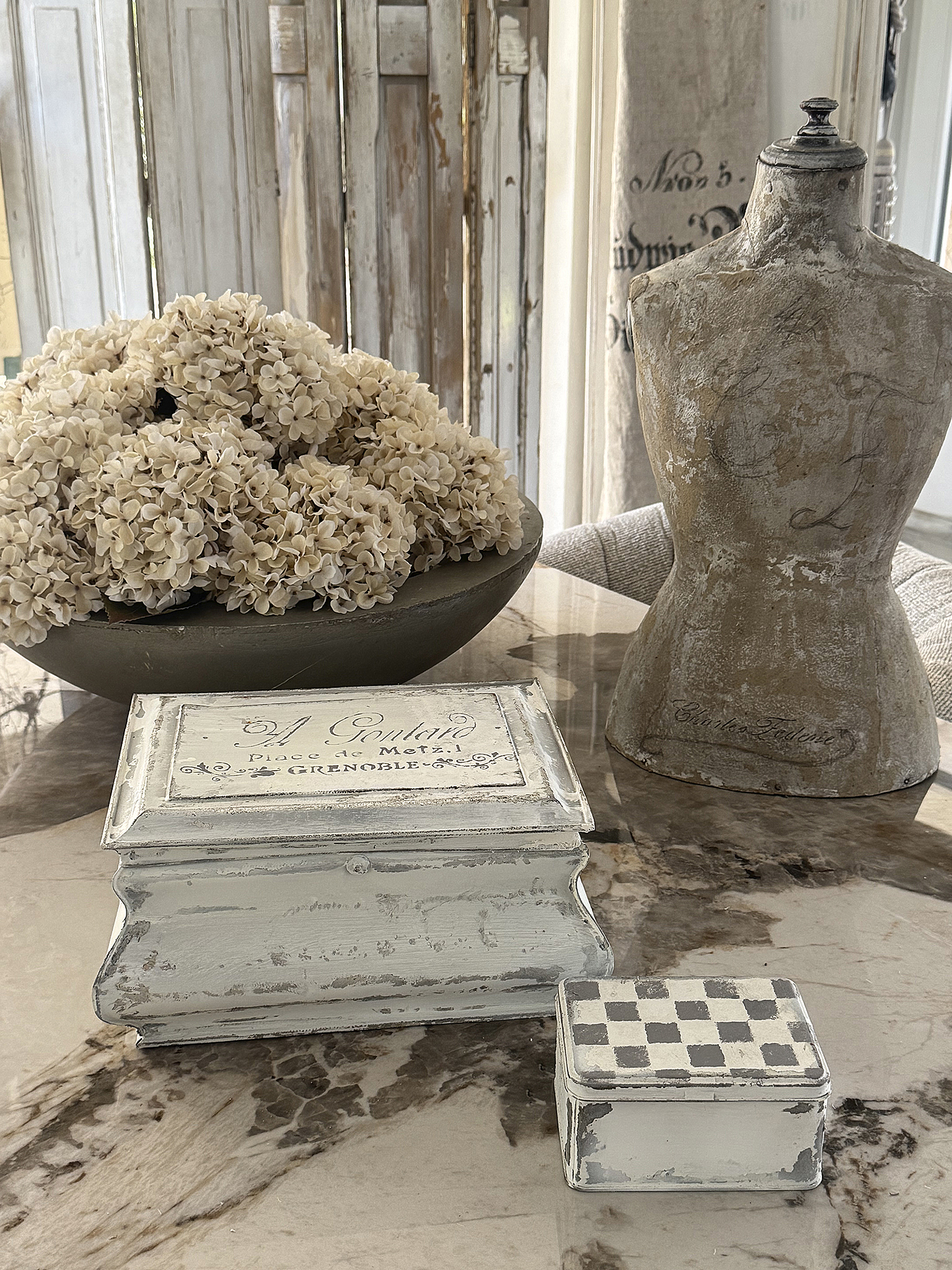 Zwei zauberhafte Zinkblechdosen im charmanten Shabby-Chic-Duo***
