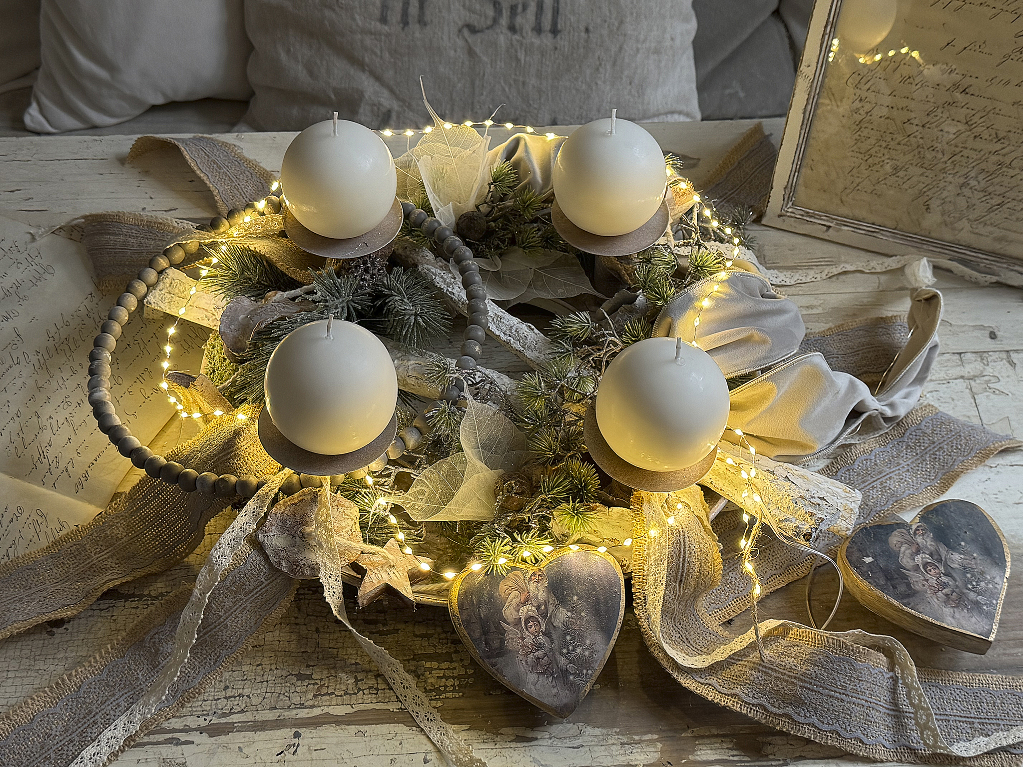 Großer Adventkranz mit Schalenteller ein festliches Unikat***