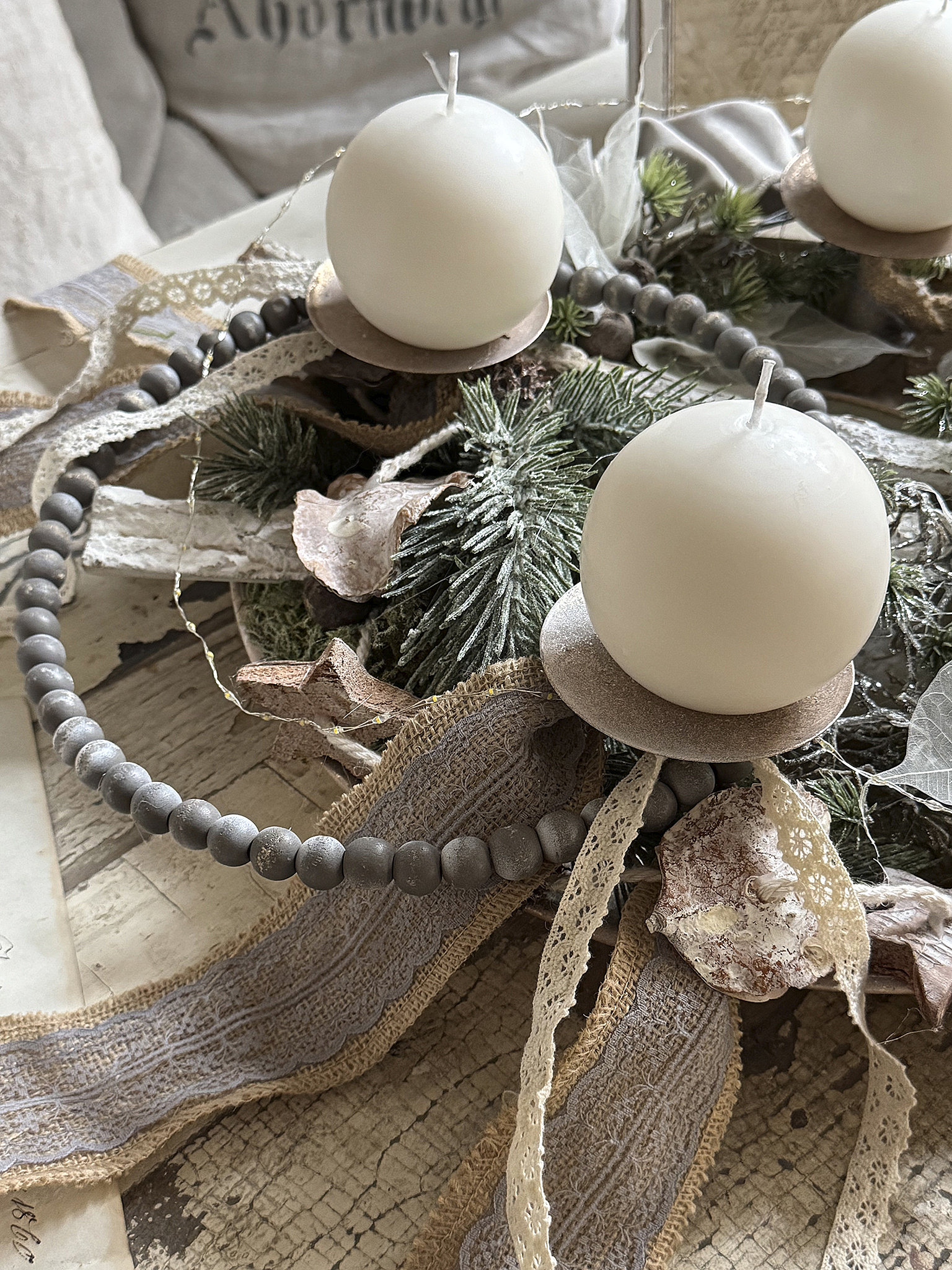 Großer Adventkranz mit Schalenteller ein festliches Unikat***